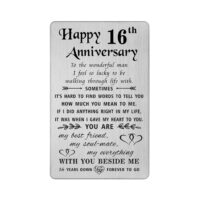Tanwih 16th Anniversary Gifts for Men Him Husband, Metal Wallet Card for Wedding Anniversary