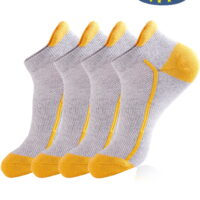 GustaveDesign 4 Pairs Womens Men Low Cut Ankle Athletic Socks Cushioned Running Performance Breathable Tab Sock (Gray)