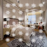Snowflake Hanging Ornaments White Snowflake Garland Christmas Snowflake Banner Decorations Wonderland Ornaments Winter Frozen Birthday Party Supplies