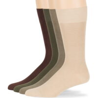 Mens Bamboo Assorted Socks, Brown, Olive Green, Khaki, Light Beige, XLarge, 13-15, 4 Pack