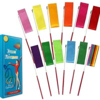 YGEOMER 12Pieces Rhythmic Dance Ribbons Gymnastics Ribbon Streamers Dancing Streamers, Rotating Baton, For Artistic Dancing
