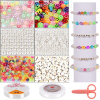 LANGTAIMU 1160Pcs Craft Beads Kit for Bracelet Making, Pearl Beads & Rainbow Beads & Letter Beads & Smiley Face Beads for Kids'  Jewelry Making Kit