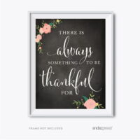 There Is Always Something To Be Thankful For Chalkboard Floral Fall Thanksgiving Party Signs