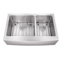 Undermount 32-7/8 in. 60/40 Bowl Apron Front 16 Ga. Stainless Steel Kitchen Sink