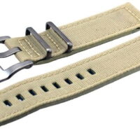 Italian Design Two Piece Nylon Canvas 20mm Military Beige Replacement Watch Band