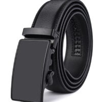 Xhtang Men's Solid Buckle with Automatic Ratchet Leather Belt 35mm Wide 1 3/8'