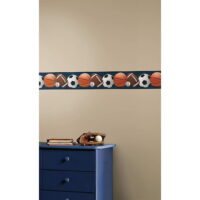 RoomMates Sports Balls Peel and Stick Wallpaper Border Removable Kids Room Decor - Soccer Football Basketball Wall Decor