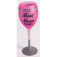WINE GLASS W/GLIT-BEST MOM