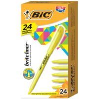 BIC Brite Liner Yellow Highlighter, Chisel Tip, Fluorescent Yellow Ink, 24 Count