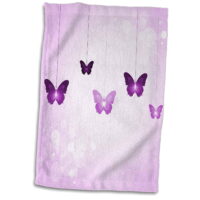 3D Rose Cute Dark and Light Purple Dangling Butterflies Hand Sports Towel 15 x 22