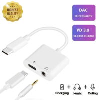 AMERTEER Type-C USB Cable Adapter Charge Headphone 3.5mm Jack For Samsung S20 Ultra S20+[type-c+type-c]
