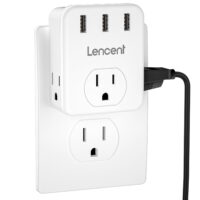 LENCENT Multi Plug Outlet Extender, USB Wall Charger, 3 Outlets Splitter with 3 USB Ports, 3 Prong Plug, Power Charging Box Expander