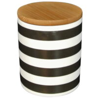 The Perfect Size Jar- 16oz 0.5L Ceramic White Black Stripe Bamboo Kitchen Tea Coffee Canister Food Tea Storage