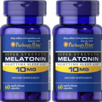 Puritan's Pride Melatonin 10 mg Sleep Aid 60 Capsules MADE IN USA (2 PACK)
