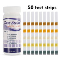 5 In 1 Swimming Pool SPA Test Strips Chlorine pH Alkalinity Water Hardness Testing Healthwater Pool Test Strips 50Pcs