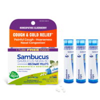 Boiron Sambucus Nigra 6C Bonus Pack, Homeopathic Medicine for Cough & Cold Relief, Painful Cough, Hoarseness, Nasal Congestion, 240 Pellets