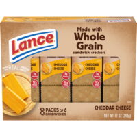 Lance Sandwich Crackers, Made with Whole Grain Crackers, Cheddar Cheese, 8 Packs, 6 Sandwiches Each