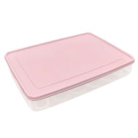 Hi,FANCY Egg Holder Plastic 24 Slots Egg Organizer Anti-slip Kitchen Storage Container with Cap, Light Pink