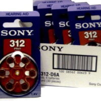 Sony Hearing Aid Battery Size 312 Made in Japan Genuine Pack 30 Batteries