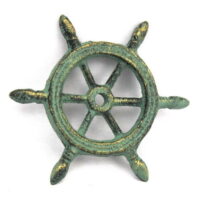 Antique Bronze Cast Iron Ship Wheel Decorative Paperweight 4' - Decorative Cast Iron Ships Steering Wheel