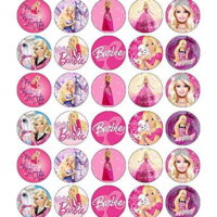 Barbie Logo Puppy Horses Tiara Ball Gowns Edible Cupcake Toppers ABPID05265