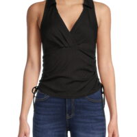 No Boundaries Juniors Surplice Sleeveless Polo Shirt