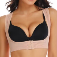 Joyshaper Upper Back Brace Posture Corrector for Women Adjustable Chest Support Shapewear X Strap Beige-2X