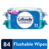 Cottonelle Flushable Wet Wipes Flip-Top Pack, 84 count, 2 pack