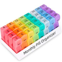 Colorwing Monthly Pill Organizer 2 Times a Day, One Month Pill Box AM PM, 30 Day Pill Case Small Compartments to Hold Vitamin and Travel Medicine Organizer, 31 Day Pill Organizer, 4 Week Pill Cases