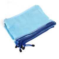 12 x Clear Blue Zipper Closure Soft Plastic A4 Size Paper File Holder Bag