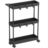 SimpleHouseware Kitchen Cart Storage 3-Tier Slim/Super Narrow Shelves with Handle, 26.5'' Height/5.5'' Width for Narrow Place, Black