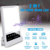 GIUGT Light Therapy Lamp, UV-Free 10000 Lux 2 in 1 Light Therapy Lamp with 6 Sleep-Aid Sounds & 3 Light Modes, Timer Settings, for Home/Office Use
