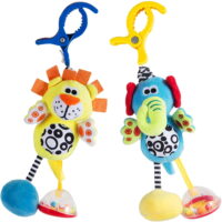 VATENIC 2 Pack Colorful Animal Rattle Toys for Babies with Sound - Stroller Hanging Plush Toy, Car Seat Toys
