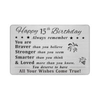 Degasken Happy 15th Birthday Card, Engraved Birthday Greeting Card for 15 Year Old Boys Girls