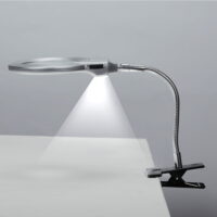 JANSION Clip-on Magnifying Lamp LED Desktop Magnifier Glass Magnification Lens Led Lamp Metal Hose Light