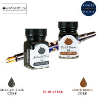 Monteverde 60ml Core Fountain Pen Ink Bottle (30ml Midnight Black Ink Bottle G309MB, 30ml Scotch Brown Ink Bottle G309SB)