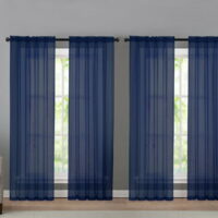 4 Pack Basic Home Rod Pocket Sheer Voile Window Curtains - Navy