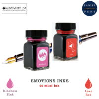 Monteverde 60ml Emotions Fountain Pen Ink Bottle (30ml Kindness Pink Ink Bottle G309KP, 30ml Love Red Ink Bottle G309LR)