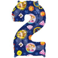 1 x PAW PATROL NUMBER 2 Foil Balloon SHAPE 26'