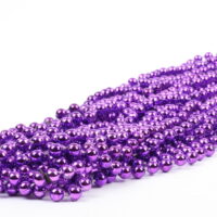 Mardi Gras Plastic Bead Necklaces for Birthday Favors and Decorations, Metallic Purple, 24-Pack