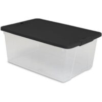 Mainstays 15 Quart Latching Clear Storage Container with Black Lid, Set of 4