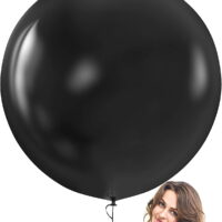 Prextex Black Giant Balloons - 8 Jumbo 36 Inch Black Balloons for Photo Shoot, Halloween Decor, Baby Shower, Birthday Party and Event Decoration - Strong Latex Big Round Balloons - Helium Quality