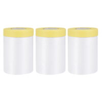 Uxcell 21.7' x 98ft Pre-Taped Masking Film with Medium-Tack Painters Tape Orange 3Pack