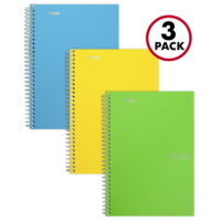 Five Star Wirebound Notebook, 2 Subject, College Ruled, 9 1/2' x 6', Assorted Colors, 3 Pack