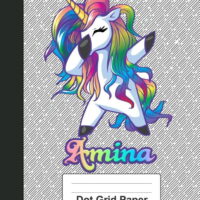 Weezag Dot Grid Paper Notebook: AMINA Unicorn Rainbow (Paperback)