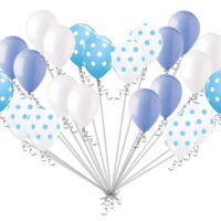 24 pc Light Blue Baby Boy Polka Dot Latex Party Balloons Birthday Shower Wedding