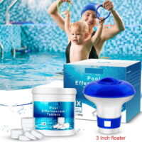Melliful 180Pcs Chlorine Tabs, Small Pool Chlorine Tablets with Floater for Swimming Pool, Spas and Tubs Cleaning , Net 180g