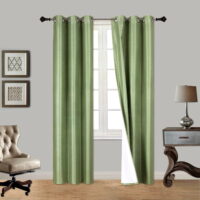 1 Pair Lime Green Noa 95' Length Insulated Lined 100% Heavy Thick Blackout Silver Grommet Window Curtain Panels Drapes Not See Through Energey Saving