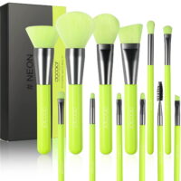 Docolor Makeup Brushes 10 Pcs Premium Synthetic Kabuki Foundation Brush Blending Face Powder Blush Concealers Eye Shadows Makeup Brush Set, Neon Green-Mother's Day Gift