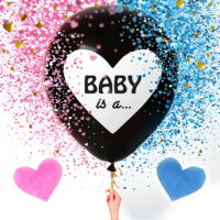 Goodwill 36' Baby Gender Reveal Balloons | Pink and Blue Heart Confetti Pack for Boys or Girls Large Black Balloons | Baby Shower Gender Reveal Party Supplies Decoration Kit